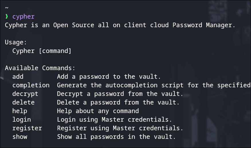 Cypher-Cli project screenshot