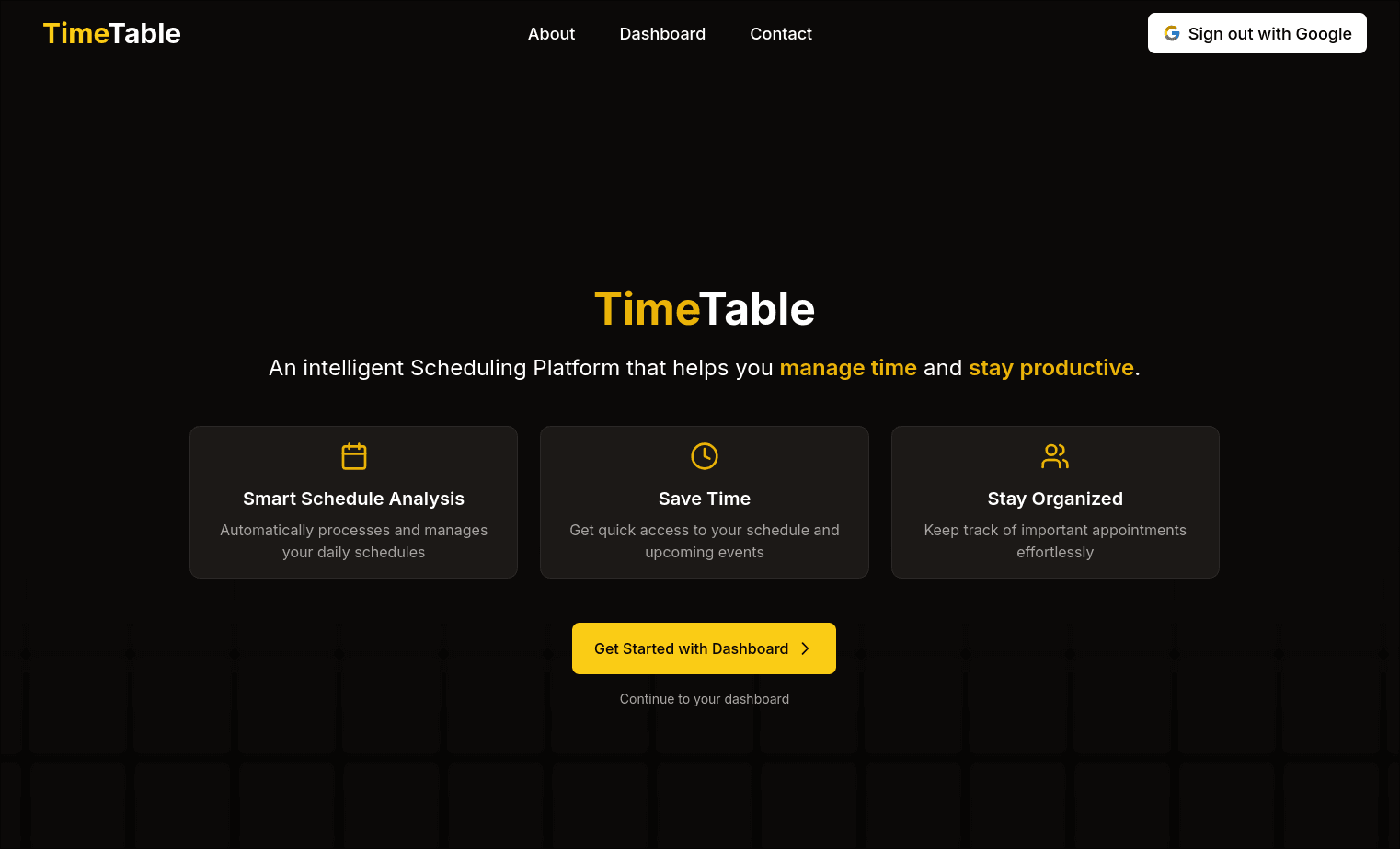 TimeTable project screenshot